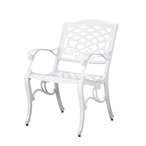 Unravel - Outdoor Arm Chair With Scroll Design And Floral Accents (Set of 2) - White