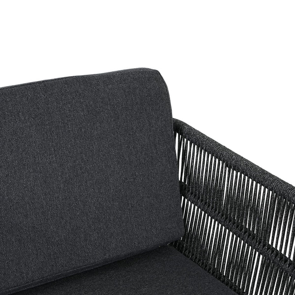 7 Piece Outdoor Dining Set With Table And 6 Chairs - Black / Teak / Gray