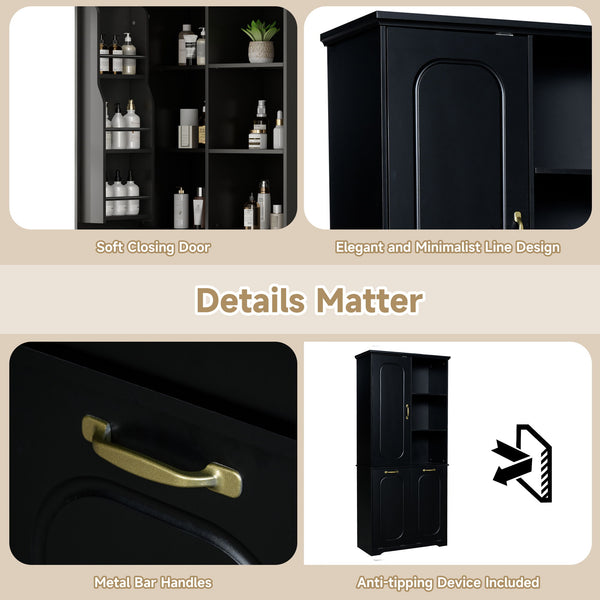 Freestanding Tall Storage Cabinet With 2 Tilt Out Hampers