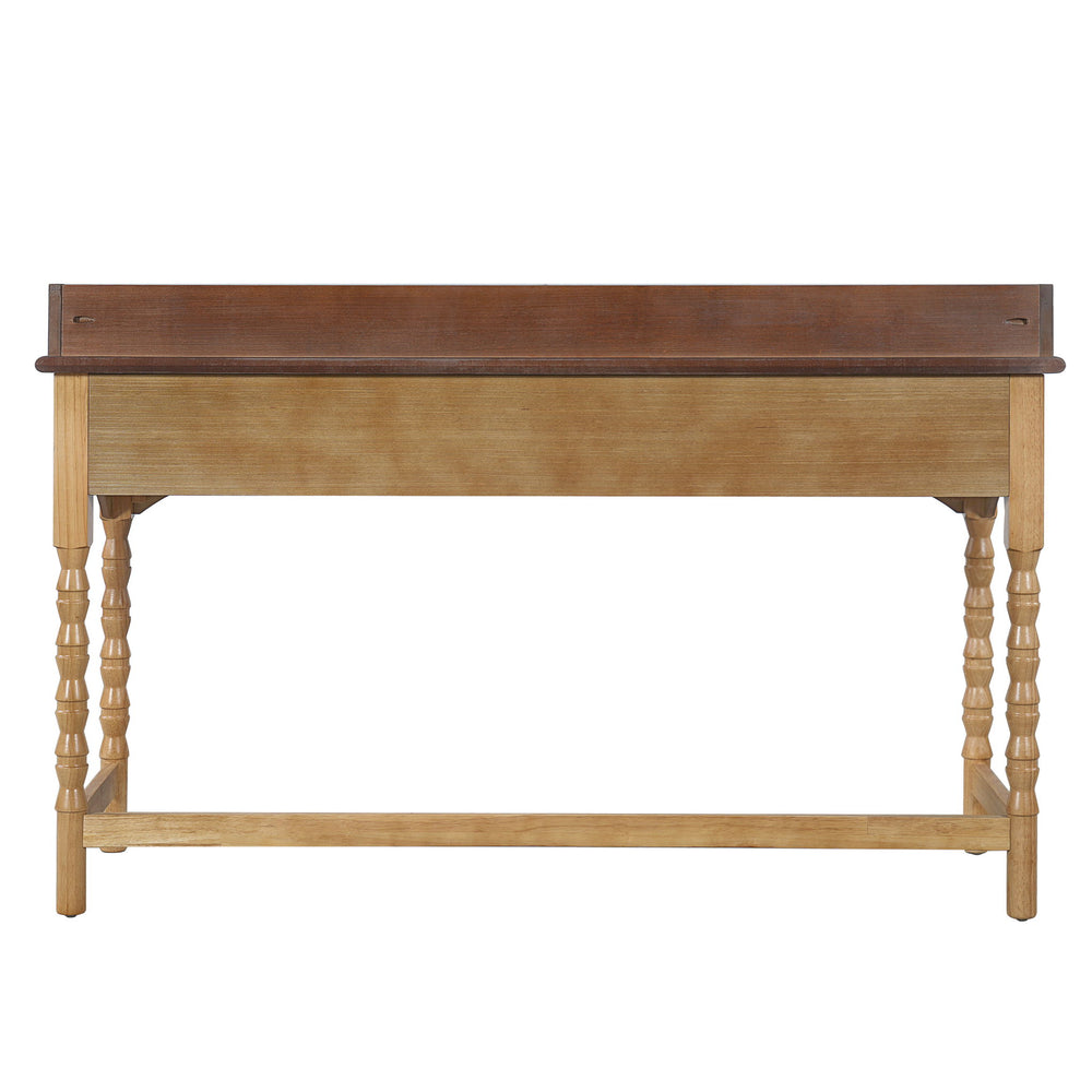 Writing Desk With 2 Storage Drawers, Workstation For Living Room - Brown / Natural
