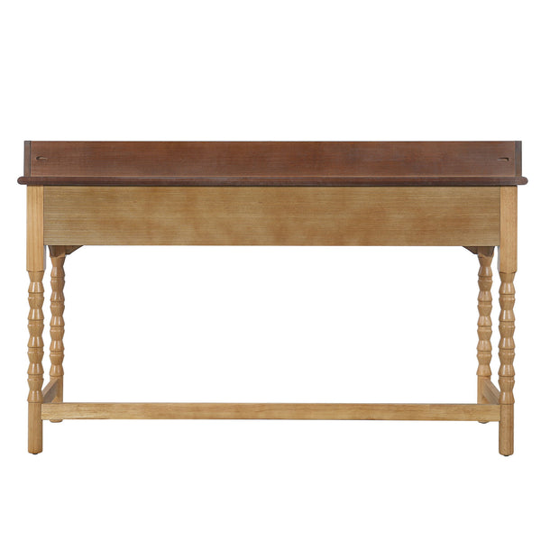 Writing Desk With 2 Storage Drawers, Workstation For Living Room - Brown / Natural