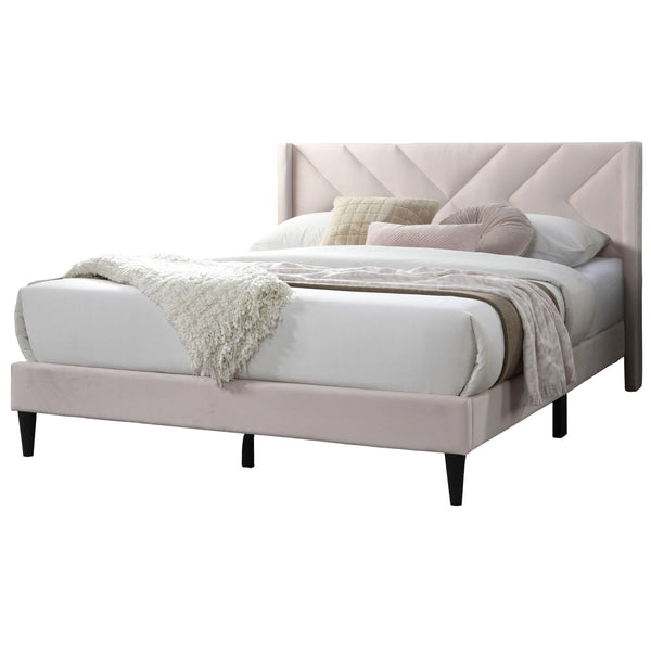 Elegant Bed With Upholstered Headboard, Platform Base