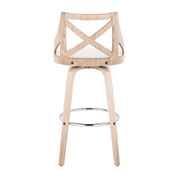 Charlotte - Farmhouse Fixed Height Bar Stool With Swivel And Round Footrest (Set of 2)