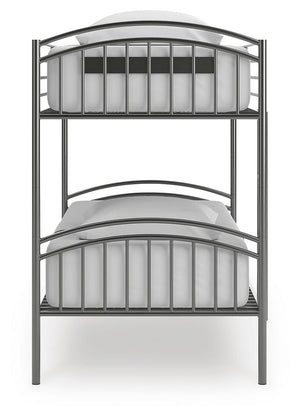 Lanceburg - 3 Pc. - Twin Over Twin Bunk Bed And 2 Mattresses - Gray