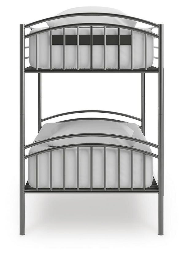 Lanceburg - 3 Pc. - Twin Over Twin Bunk Bed And 2 Mattresses - Gray