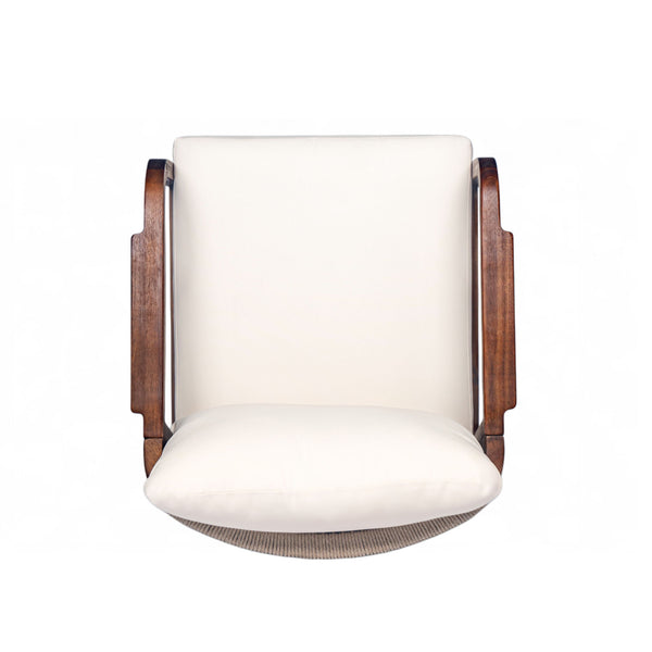Outdoor Lounge Chair With Woven Backrest, Solid Wood Frame, Comfortable Cushions