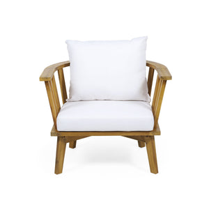 Outdoor Club Chair With Curved Backrest And Frame - White