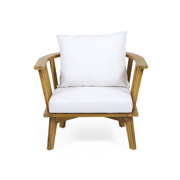 Outdoor Club Chair With Curved Backrest And Frame - White