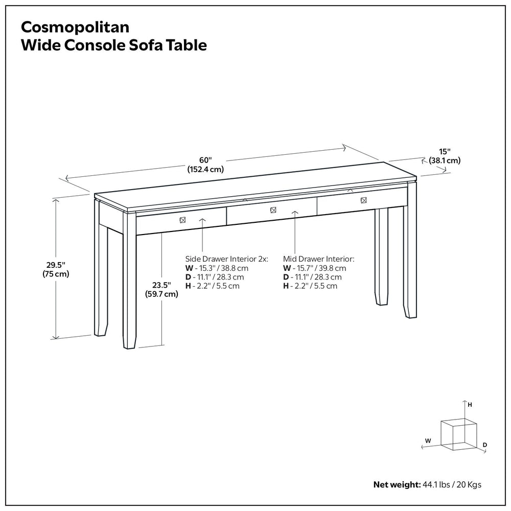 Cosmopolitan - Wide Console Sofa Table - Mahogany Brown
