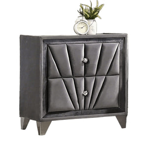 Nightstand, 2 Drawer Upholstered Frame - Gray