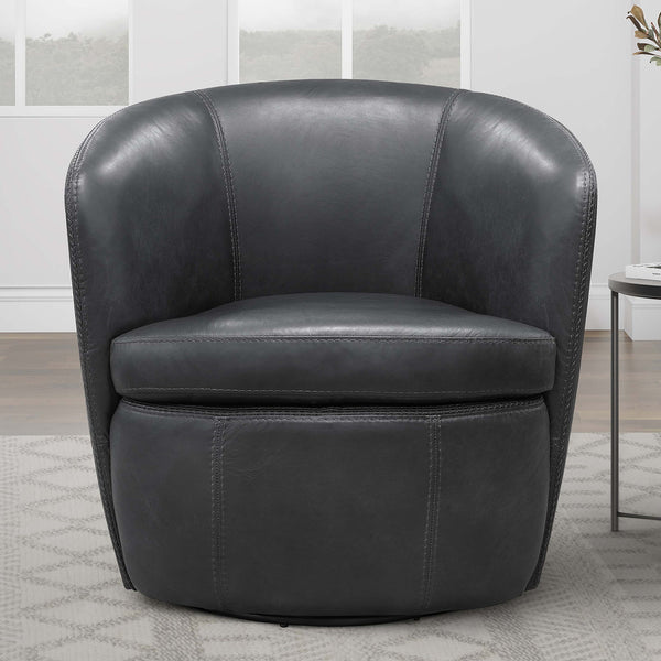 Barolo - 100% Italian Leather Swivel Club Chair (Set of 2)