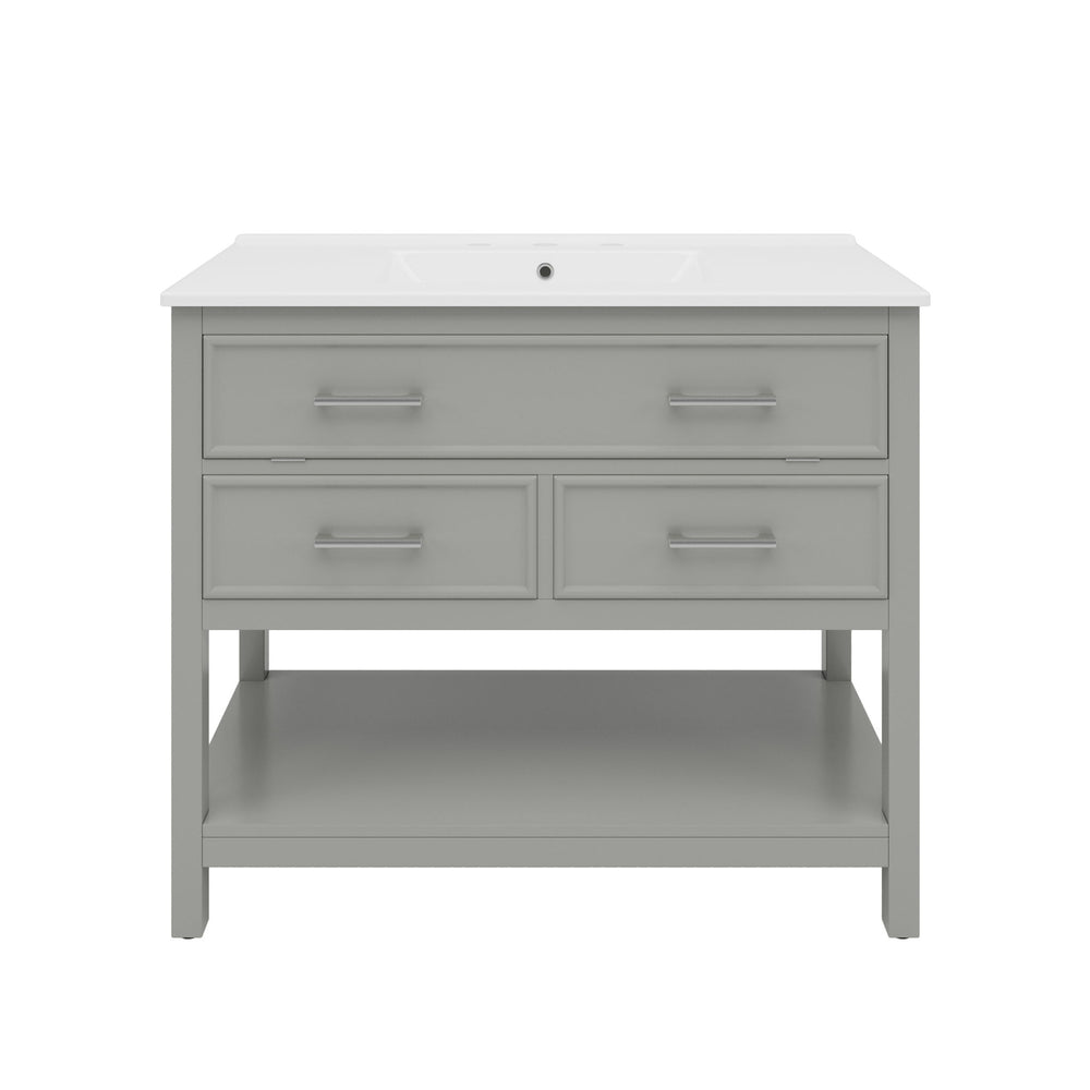 Bathroom Vanity With Ceramic Sink, Tip Out Tray & 2 Full Extension Drawers