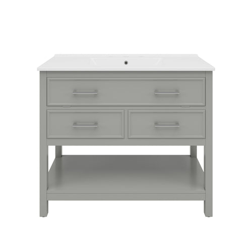 Bathroom Vanity With Ceramic Sink, Tip Out Tray & 2 Full Extension Drawers