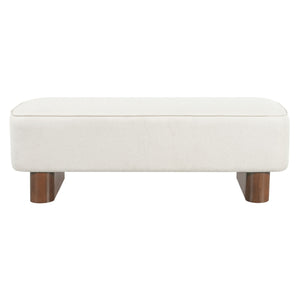 Upholstered Ottoman Bench With Thick Padded Design - Beige