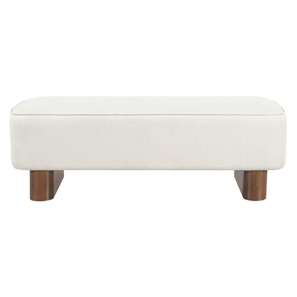 Upholstered Ottoman Bench With Thick Padded Design - Beige