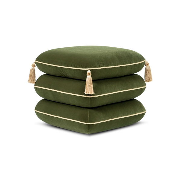 Monarch - Tassled Ottoman - Olive Green