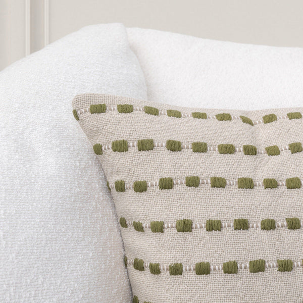 Katia - 20" x 20" Pillow - Natural / Olive Green