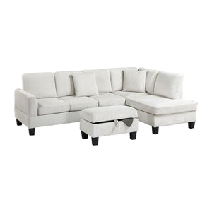 Sectional Sofa With Storage Ottoman And Pillows