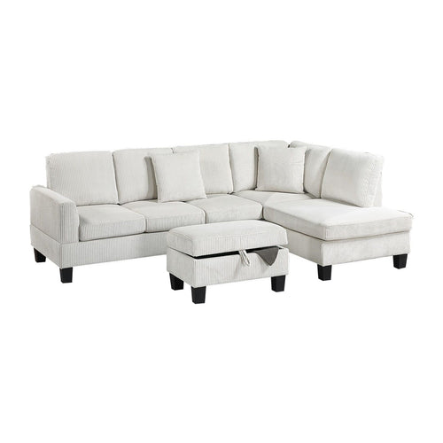 Sectional Sofa With Storage Ottoman And Pillows