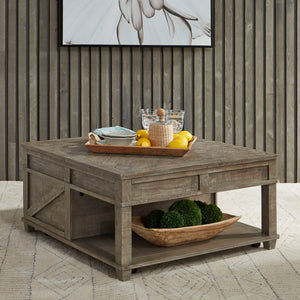 Parkland Falls - Square Lift Top Cocktail Table - Weathered Taupe