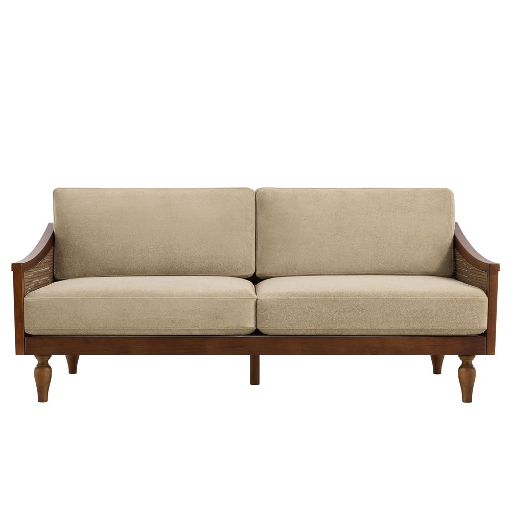 3 Seater Sofa With Rattan Armrests