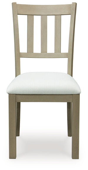 Calmoro - Dining Upholstered Side Chair (Set of 2) - Off White / Gray