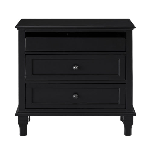 Nightstand With Charging Station, 3 Drawer Storage Table