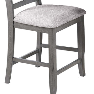 7 Piece Counter Height Dining Set With Storage Shelves, Table & 6 High Chairs - Gray