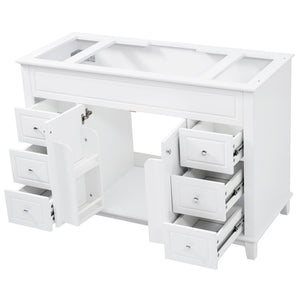 Bathroom Vanity Cabinet Only, 6 Soft Close Drawers & Double Doors - White