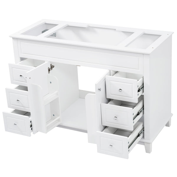 Bathroom Vanity Cabinet Only, 6 Soft Close Drawers & Double Doors - White