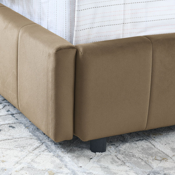 Storage Upholstered Tufted Bed Frame With Backrest And Armrests