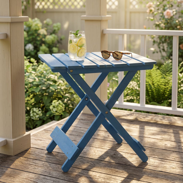 Folding Square Table For Backyard - Blue