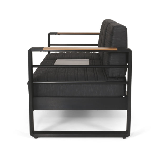 Giovanna - 3 Seater Sofa With Aluminum Frame And Water Repellence Cushions - Black