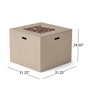 Outdoor Patio Square Gas Burning Concrete Fire Pit 40, 000 Btu