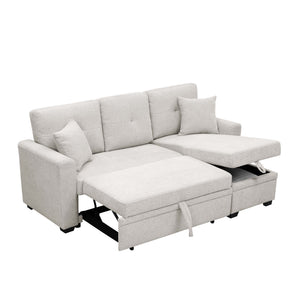 Upholstered Sectional With Pull Out Bed And Chaise Storage