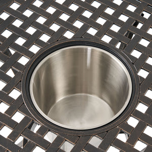 3 Piece Outdoor Aluminium Cast Bistro Set With Ice Bucket - Copper