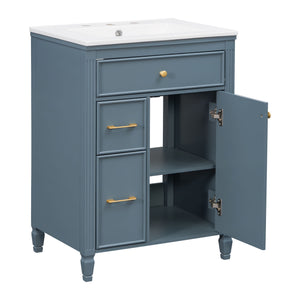 Freestanding Bathroom Vanity With Sink, Soft Close Door, Tip Out Drawer
