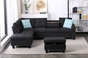 Alger - Left Hand Facing Sofa & Chaise With Ottoman