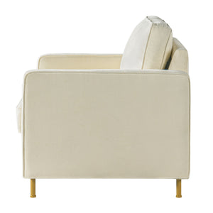 Accent Chair Upholstered Single Sofa With Square Arms, Sewn Pillow Back For Living Room