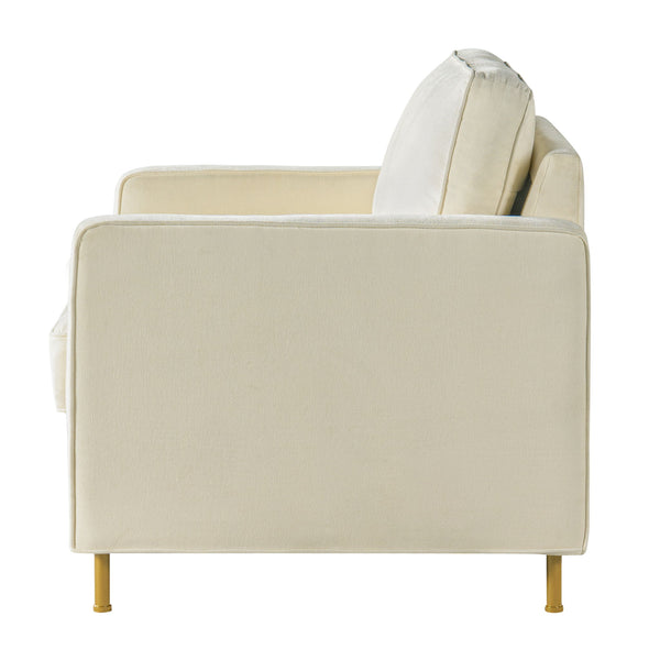 Accent Chair Upholstered Single Sofa With Square Arms, Sewn Pillow Back For Living Room