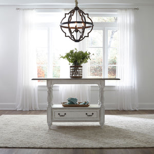 Magnolia Manor - 5 Piece Gathering Table Set - Antique White / Dark Brown