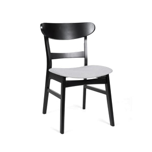 5 Piece Dining Set With 1 Table And 4 Upholstered Chairs - Black / Light Gray