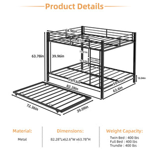 Bunk Bed For Kids, Convertible Frame With Ladders & Guardrail