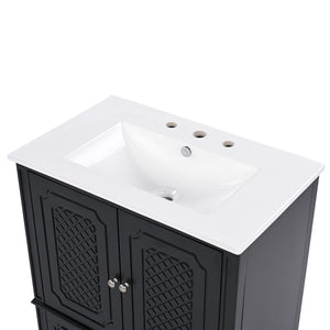 Vintage Style 30" Bathroom Vanity With Sink, Multi Functional Storage, Soft Closing Door - Black