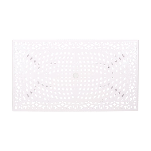 Celestine - Outdoor Cast Aluminum Dining Table With Floral Lattice Design And Umbrella Holder