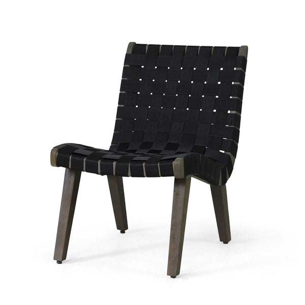 Lounge Chair With Stunning Rope Weave Design, (Set of 2) - Black