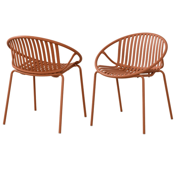 Stackable Outdoor Chairs With Breathable Plastic Backrest (Set of 2)