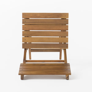 Outdoor Foldable Wood Dining Chair With Slat Design (Set of 2)
