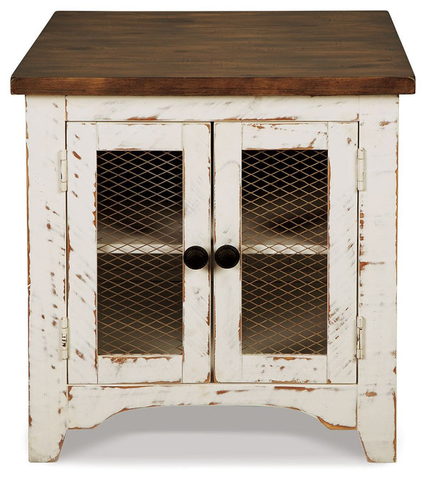 Wystfield - Rectangular End Table - 2 Doors - White / Brown