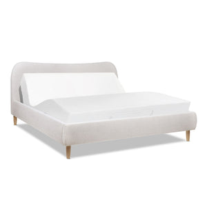 Roman - King Curved Headboard Upholstered Platform Bed - Light Beige